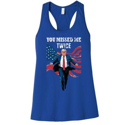 You Missed Me Twice Trump Missed Again Trump 2024 Us Flag Women's Racerback Tank