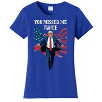 You Missed Me Twice Trump Missed Again Trump 2024 Us Flag Women's T-Shirt