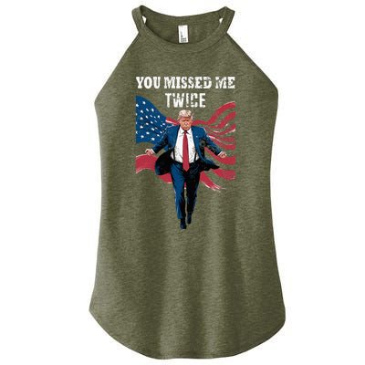 You Missed Me Twice Trump Missed Again Trump 2024 Us Flag Women’s Perfect Tri Rocker Tank