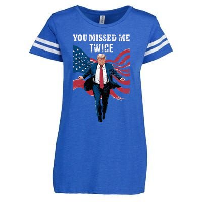 You Missed Me Twice Trump Missed Again Trump 2024 Us Flag Enza Ladies Jersey Football T-Shirt