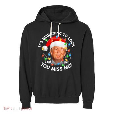 You Miss Me Trump Anti Biden Family Christmas Pajamas Garment-Dyed Fleece Hoodie