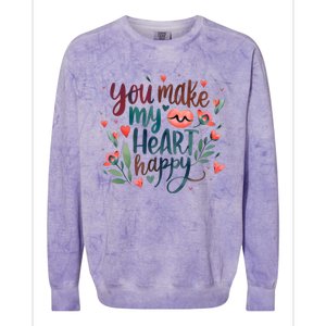 You Make My Heart Happy Cool Couples Matching Valentines Colorblast Crewneck Sweatshirt