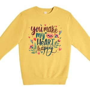 You Make My Heart Happy Cool Couples Matching Valentines Premium Crewneck Sweatshirt