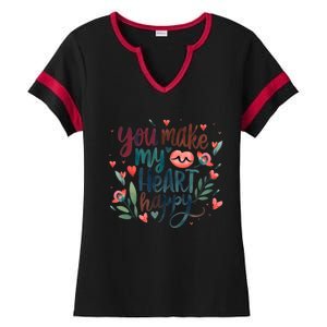 You Make My Heart Happy Cool Couples Matching Valentines Ladies Halftime Notch Neck Tee