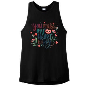 You Make My Heart Happy Cool Couples Matching Valentines Ladies PosiCharge Tri-Blend Wicking Tank