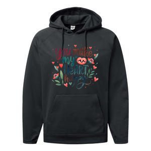 You Make My Heart Happy Cool Couples Matching Valentines Performance Fleece Hoodie