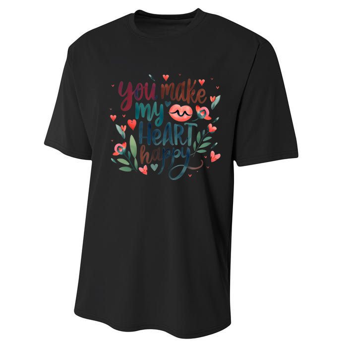 You Make My Heart Happy Cool Couples Matching Valentines Performance Sprint T-Shirt