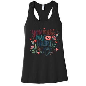 You Make My Heart Happy Cool Couples Matching Valentines Women's Racerback Tank