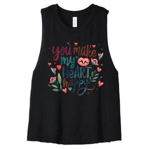 You Make My Heart Happy Cool Couples Matching Valentines Women's Racerback Cropped Tank