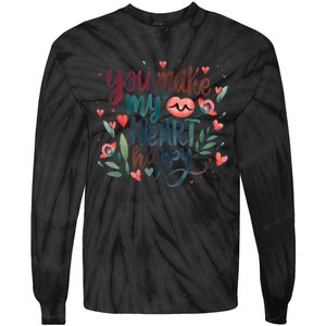 You Make My Heart Happy Cool Couples Matching Valentines Tie-Dye Long Sleeve Shirt