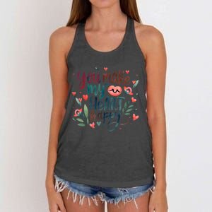 You Make My Heart Happy Cool Couples Matching Valentines Women's Knotted Racerback Tank