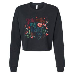 You Make My Heart Happy Cool Couples Matching Valentines Cropped Pullover Crew