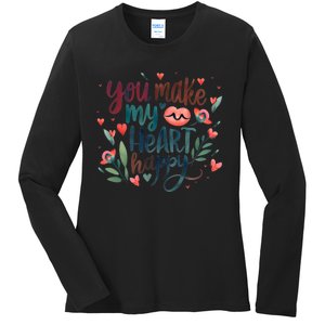 You Make My Heart Happy Cool Couples Matching Valentines Ladies Long Sleeve Shirt