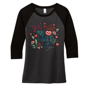 You Make My Heart Happy Cool Couples Matching Valentines Women's Tri-Blend 3/4-Sleeve Raglan Shirt