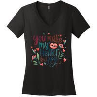 You Make My Heart Happy Cool Couples Matching Valentines Women's V-Neck T-Shirt