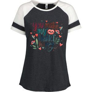 You Make My Heart Happy Cool Couples Matching Valentines Enza Ladies Jersey Colorblock Tee