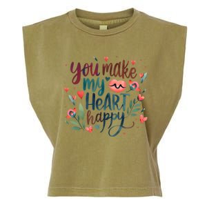 You Make My Heart Happy Cool Couples Matching Valentines Garment-Dyed Women's Muscle Tee