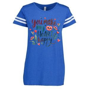 You Make My Heart Happy Cool Couples Matching Valentines Enza Ladies Jersey Football T-Shirt