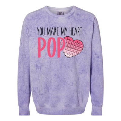 You Make My Heart Pop Popper Funny Pop It Valentines Funny Gift Colorblast Crewneck Sweatshirt