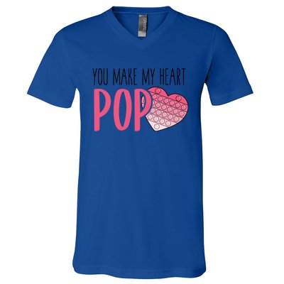 You Make My Heart Pop Popper Funny Pop It Valentines Funny Gift V-Neck T-Shirt