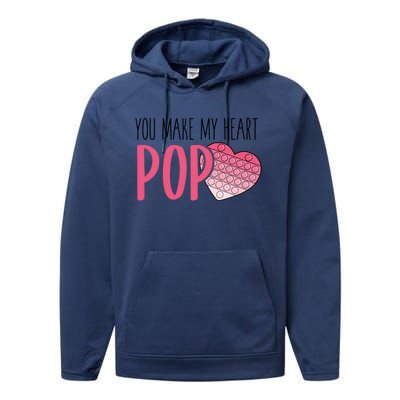 You Make My Heart Pop Popper Funny Pop It Valentines Funny Gift Performance Fleece Hoodie