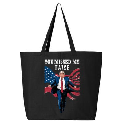 You Missed Me Twice Trump Missed Again Trump 2024 Us Flag 25L Jumbo Tote