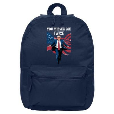 You Missed Me Twice Trump Missed Again Trump 2024 Us Flag 16 in Basic Backpack