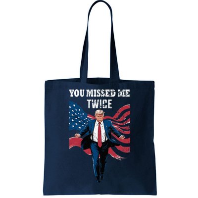 You Missed Me Twice Trump Missed Again Trump 2024 Us Flag Tote Bag