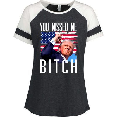 You Missed Me Bitch Trump 2024 Enza Ladies Jersey Colorblock Tee