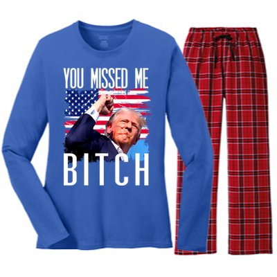 You Missed Me Bitch Trump 2024 Women's Long Sleeve Flannel Pajama Set 