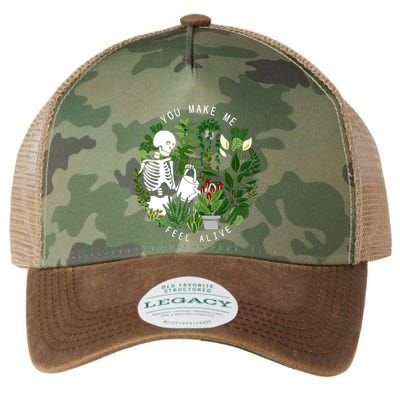 You Make Me Feel Alive Plant Lover Skeleton Legacy Tie Dye Trucker Hat