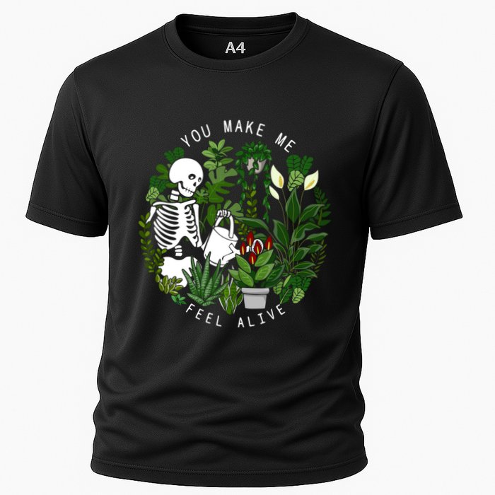 You Make Me Feel Alive Plant Lover Skeleton Cooling Performance Crew T-Shirt