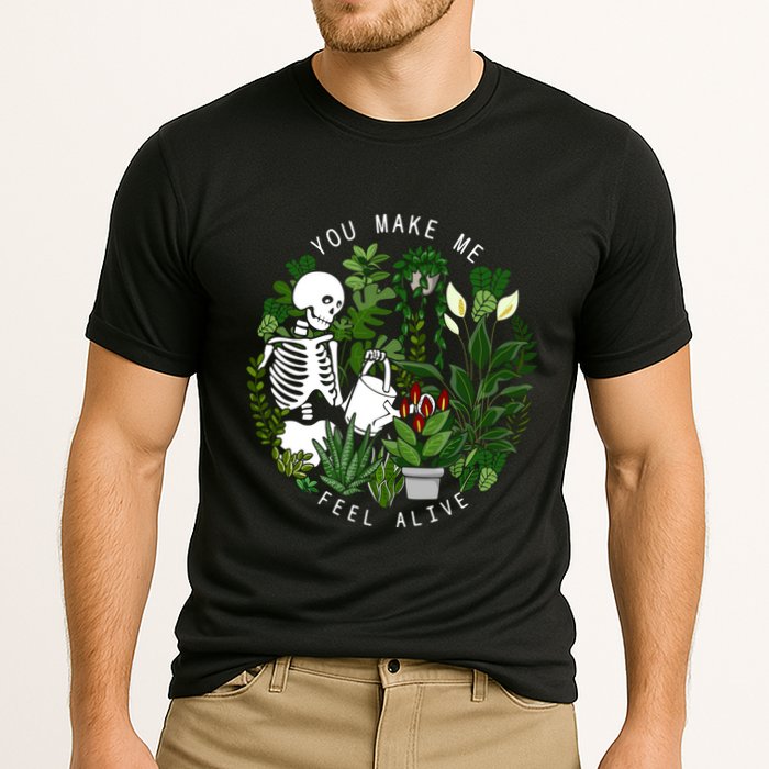 You Make Me Feel Alive Plant Lover Skeleton Cooling Performance Crew T-Shirt