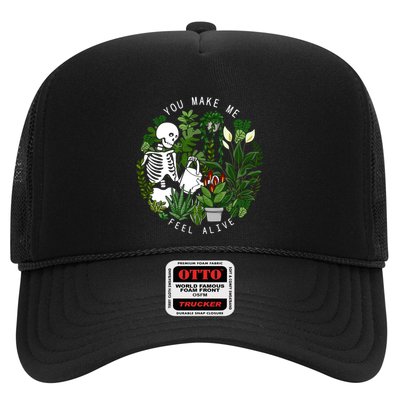 You Make Me Feel Alive Plant Lover Skeleton Trucker Hat