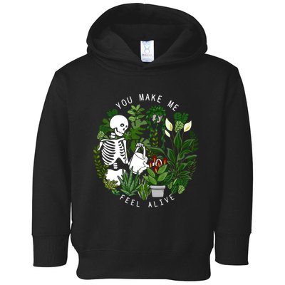 You Make Me Feel Alive Plant Lover Skeleton Toddler Hoodie