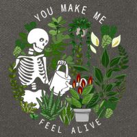 You Make Me Feel Alive Plant Lover Skeleton Cotton Canvas Backpack