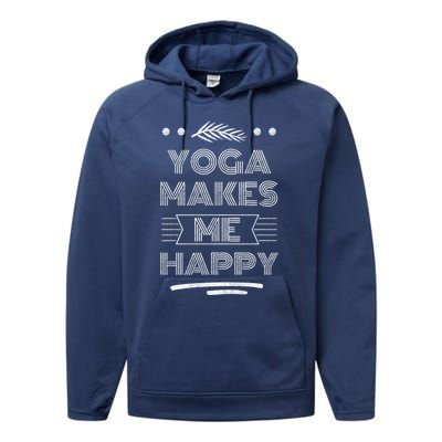 Yoga Makes Me Happy Meditation Mindfulness Pilates Gift Performance Fleece Hoodie