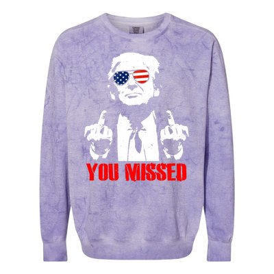 You Missed Middle Finger Trump 2024 Take America Back Pennsylvania Rally Colorblast Crewneck Sweatshirt