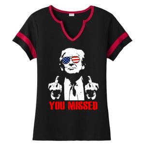 You Missed Middle Finger Trump 2024 Take America Back Pennsylvania Rally Ladies Halftime Notch Neck Tee