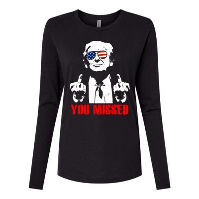 You Missed Middle Finger Trump 2024 Take America Back Pennsylvania Rally Womens Cotton Relaxed Long Sleeve T-Shirt