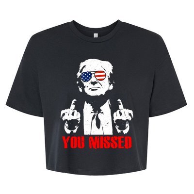 You Missed Middle Finger Trump 2024 Take America Back Pennsylvania Rally Bella+Canvas Jersey Crop Tee