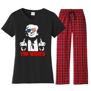 You Missed Middle Finger Trump 2024 Take America Back Pennsylvania Rally Women's Flannel Pajama Set