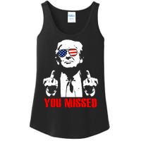 You Missed Middle Finger Trump 2024 Take America Back Pennsylvania Rally Ladies Essential Tank