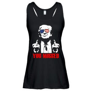 You Missed Middle Finger Trump 2024 Take America Back Pennsylvania Rally Ladies Essential Flowy Tank