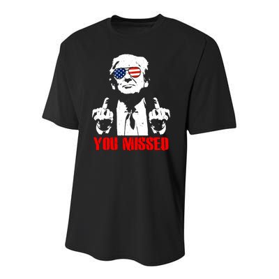 You Missed Middle Finger Trump 2024 Take America Back Pennsylvania Rally Youth Performance Sprint T-Shirt