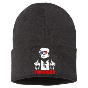 You Missed Middle Finger Trump 2024 Take America Back Pennsylvania Rally Sustainable Knit Beanie