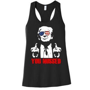 You Missed Middle Finger Trump 2024 Take America Back Pennsylvania Rally Women's Racerback Tank