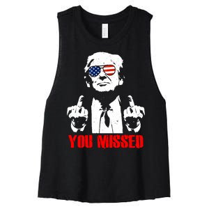 You Missed Middle Finger Trump 2024 Take America Back Pennsylvania Rally Women's Racerback Cropped Tank