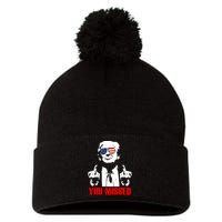 You Missed Middle Finger Trump 2024 Take America Back Pennsylvania Rally Pom Pom 12in Knit Beanie