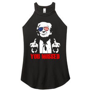 You Missed Middle Finger Trump 2024 Take America Back Pennsylvania Rally Women's Perfect Tri Rocker Tank